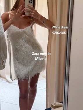 NWT Zara White Bridal Bachelorette Texture Metallic Mini Dress Size Large